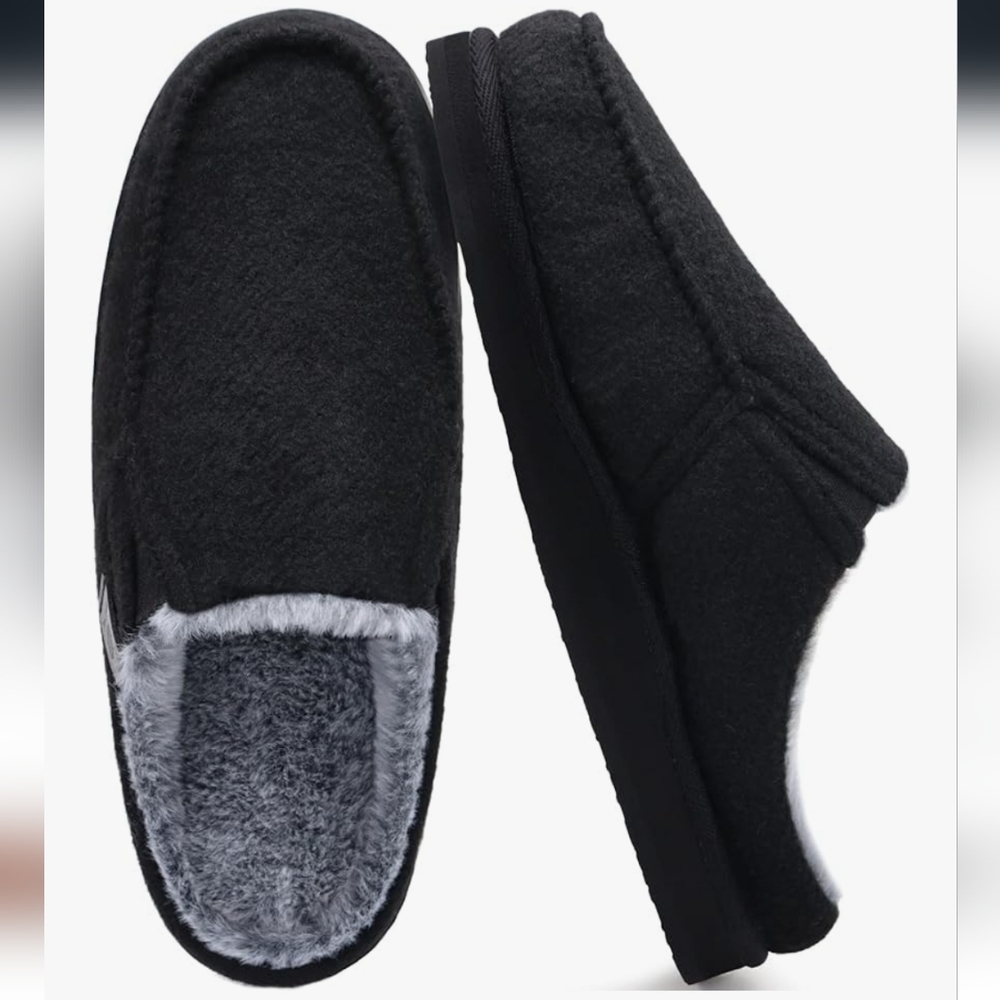 ONCAI Men's Cozy Black Slippers 10